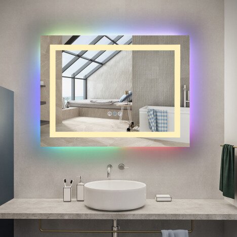 Oglinda LED 47W de baie cu RGB,1 sursa de iluminare